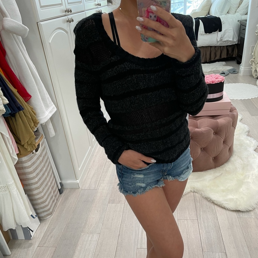Black Grey Stripes Sweater
